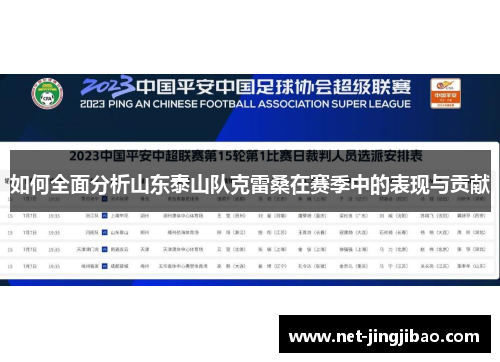 如何全面分析山东泰山队克雷桑在赛季中的表现与贡献